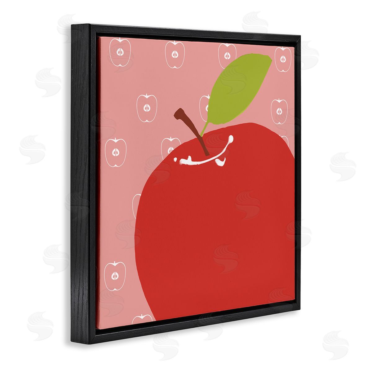 Bright Apple Fruit Black Floating Frame Canvas Wall Art, Home Decor by Daniela Santiago