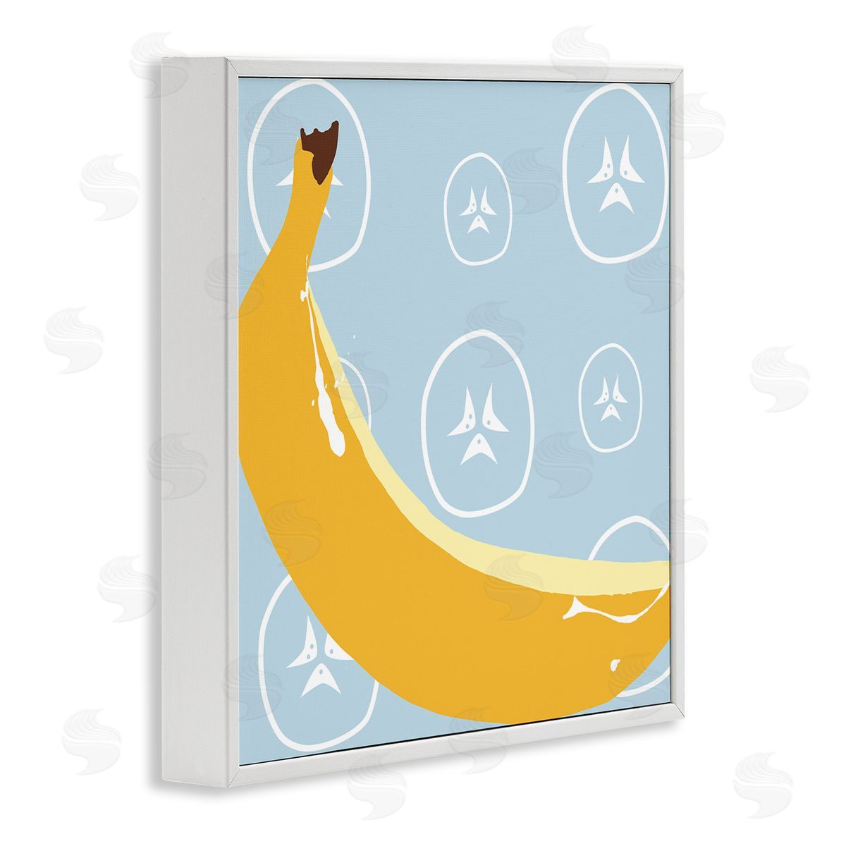Bright Banana Fruit White Frame Print Wall Art, Home Decor by Daniela Santiago
