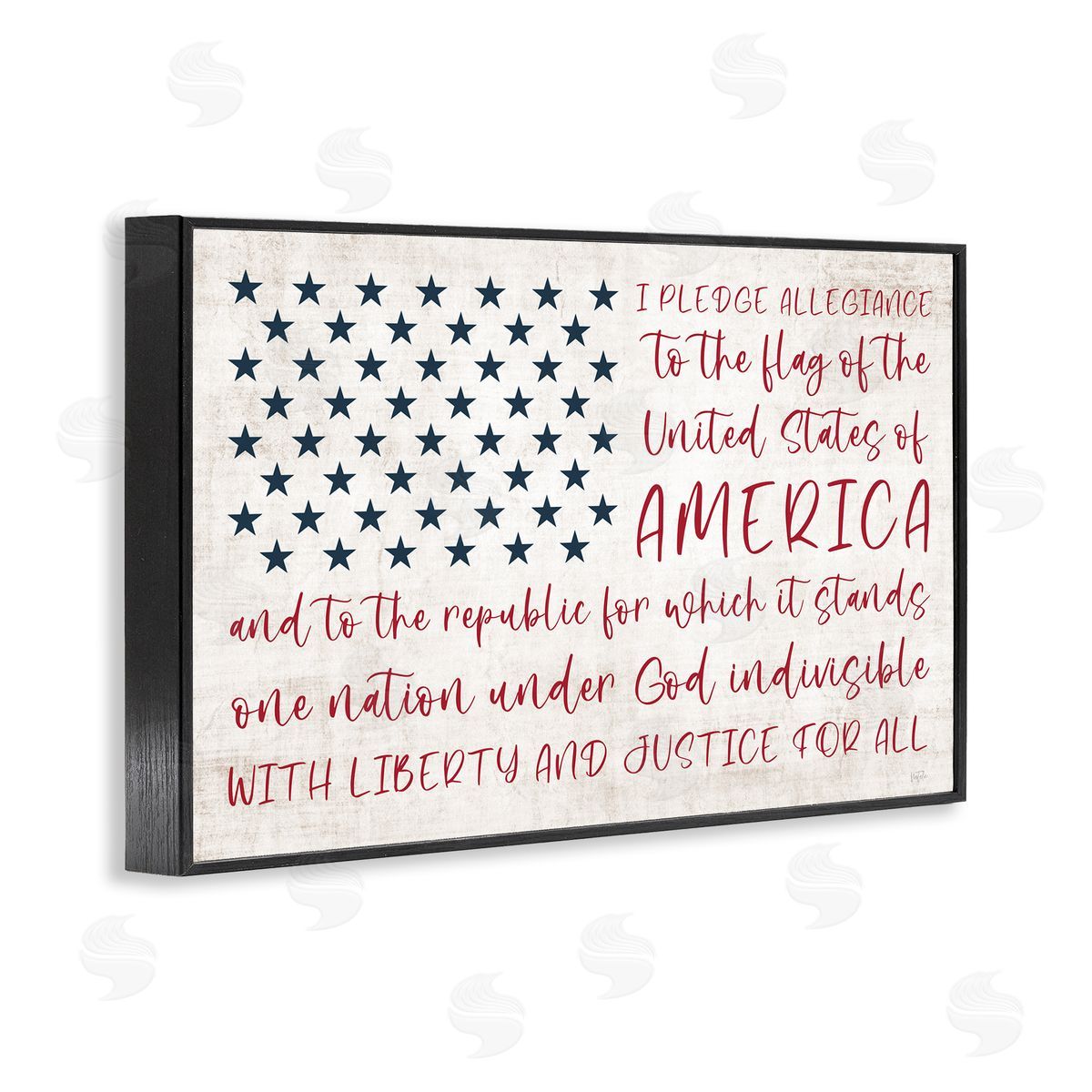 Patriotic Pledge of Allegiance Black Frame Print Wall Art, Home Decor by Natalie Carpentieri