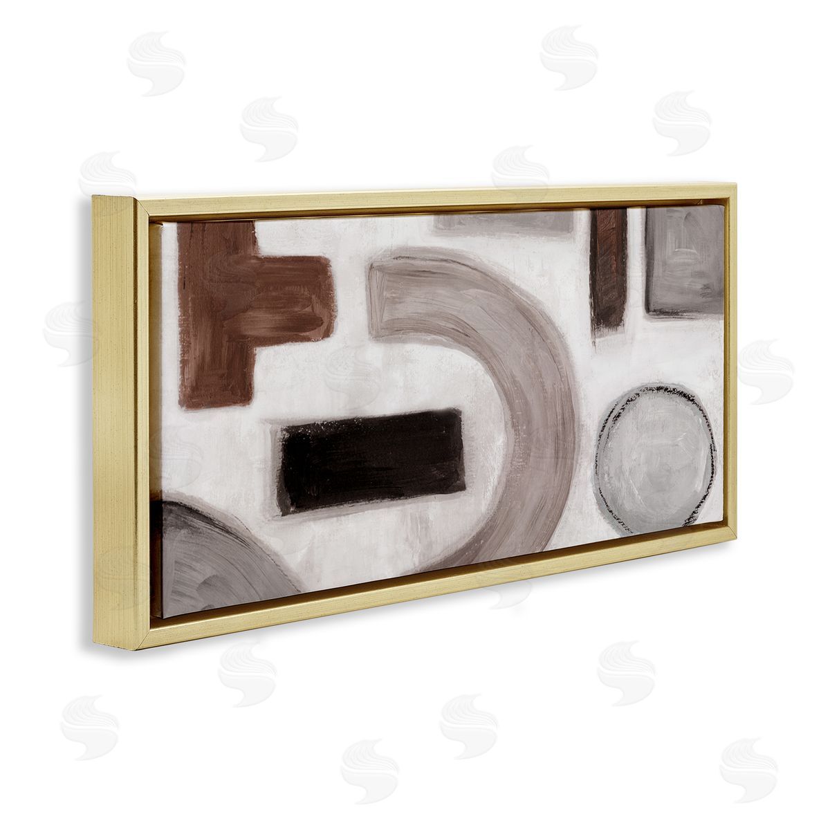 Boho Geometric Shapes Gold Floating Frame Canvas Wall Art, Home Decor by Emma Peal