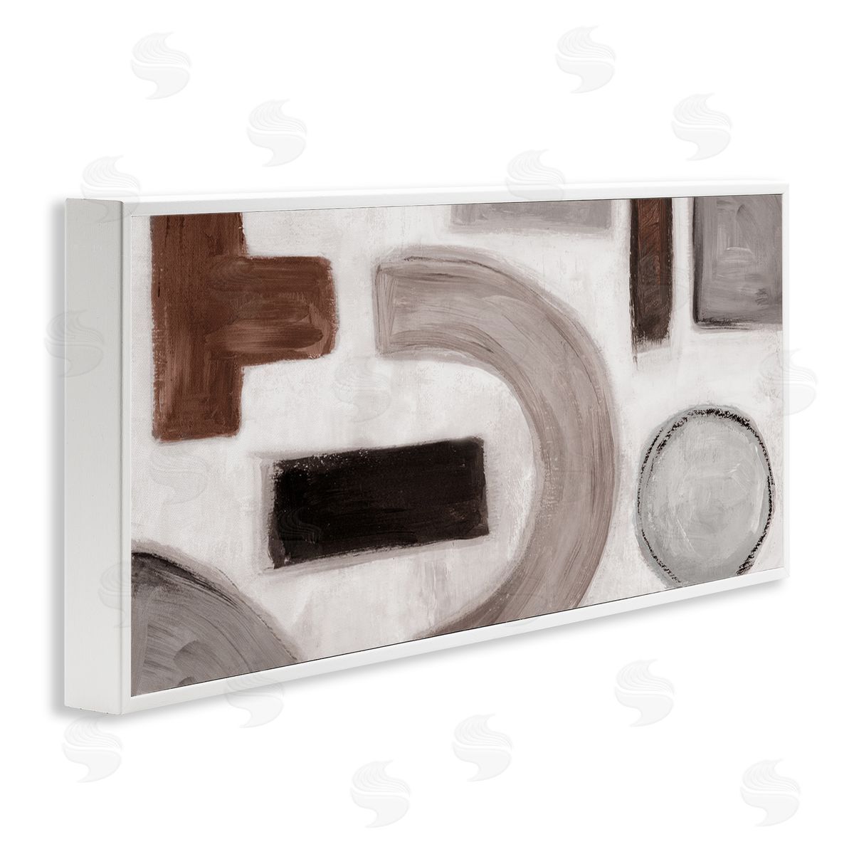 Boho Geometric Shapes White Frame Print Wall Art, Home Decor by Emma Peal