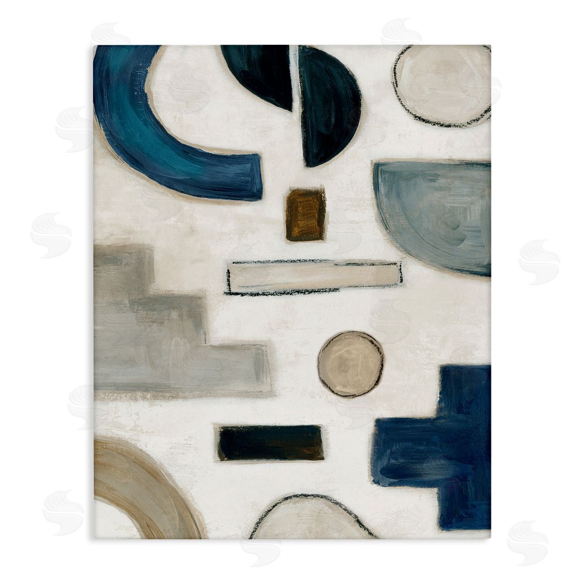 Neutral Shapes Blue & Beige Canvas Wall Art, Home Decor by Emma Peal