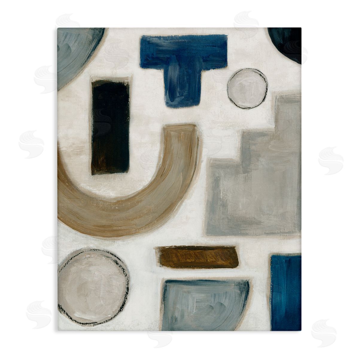 Natural Tone Shapes Canvas Wall Art, Home Decor by Emma Peal