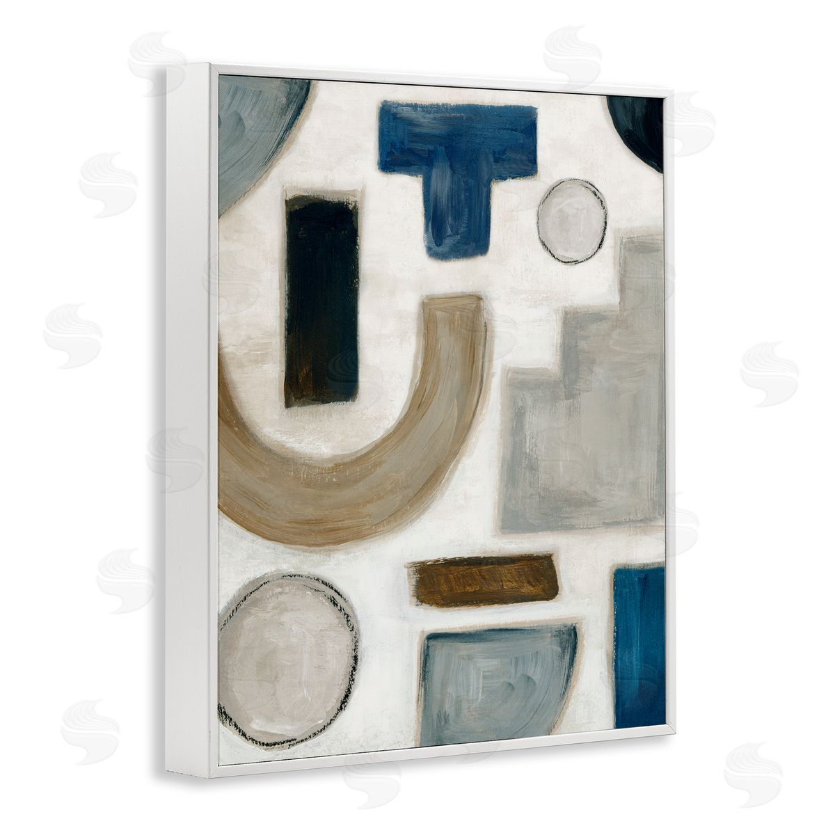 Natural Tone Shapes White Frame Print Wall Art, Home Decor by Emma Peal