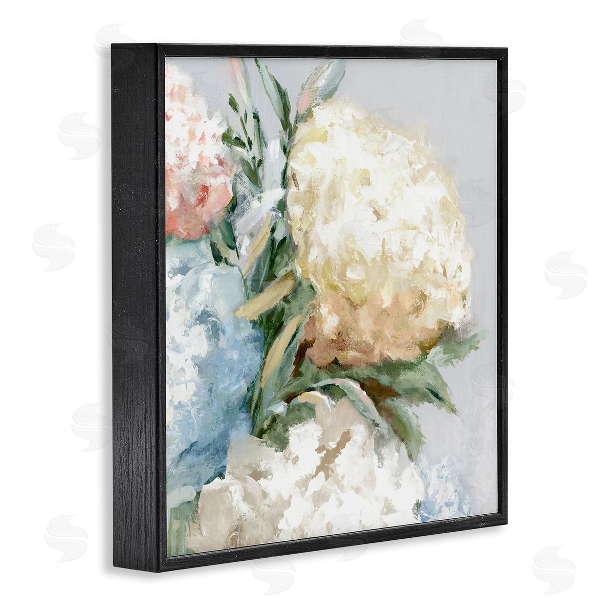 Close Up Hydrangea Blossom Black Frame Print Wall Art, Home Decor by Alex Black