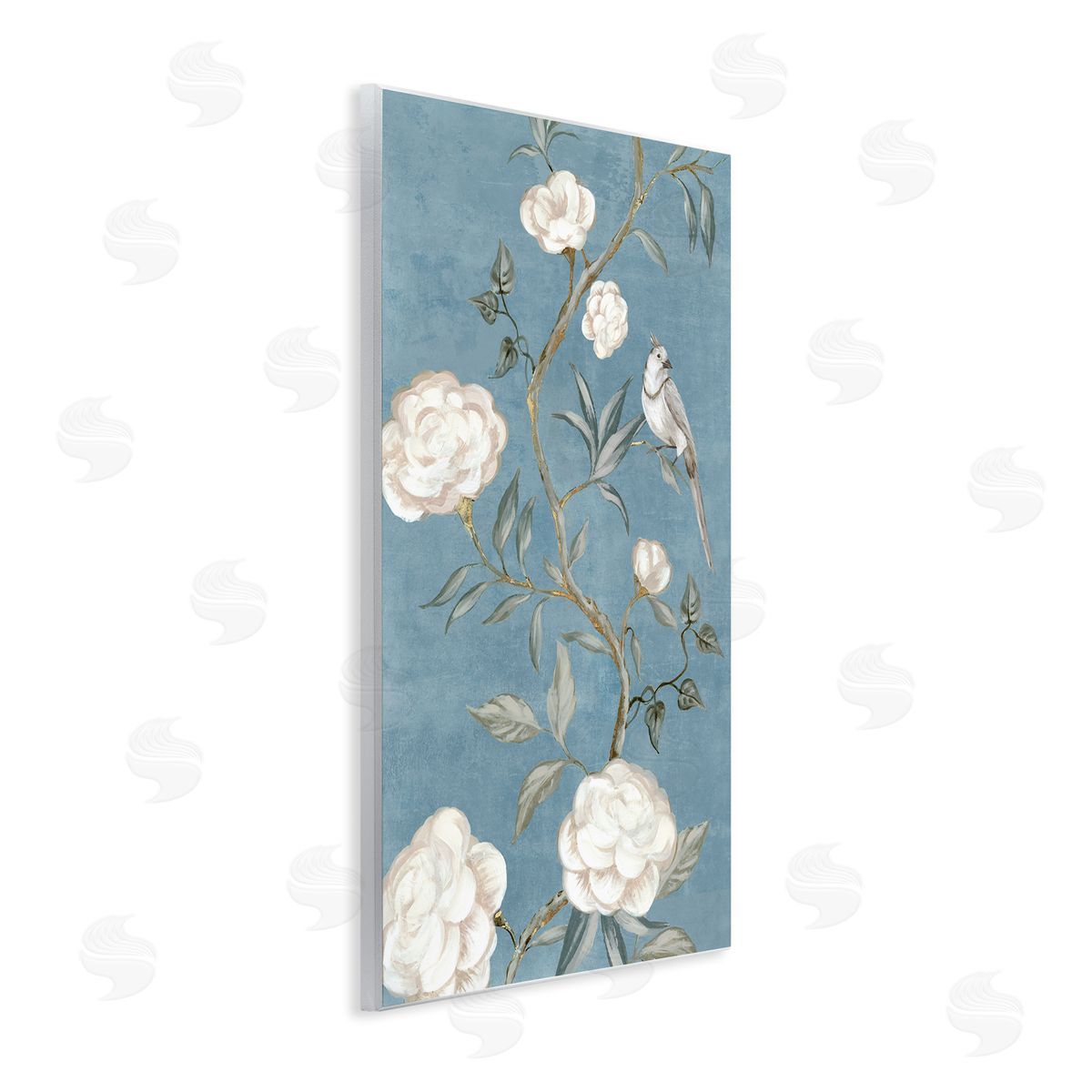 Bird on Traditional Florals Wood Plaque Wall Art, Home Decor by Alex Black