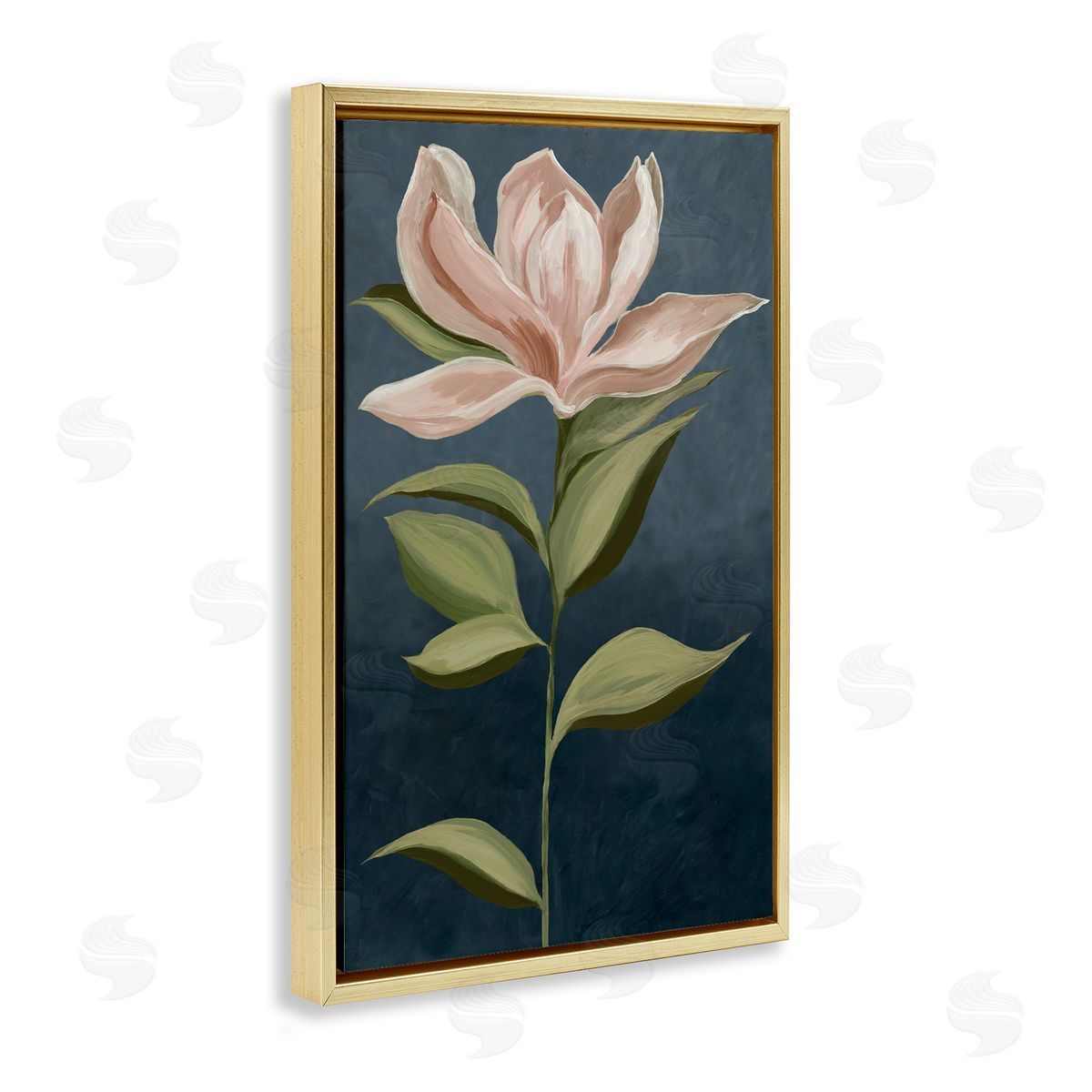 Pink Iris Petals Gold Floating Frame Canvas Wall Art, Home Decor by Jacob Q