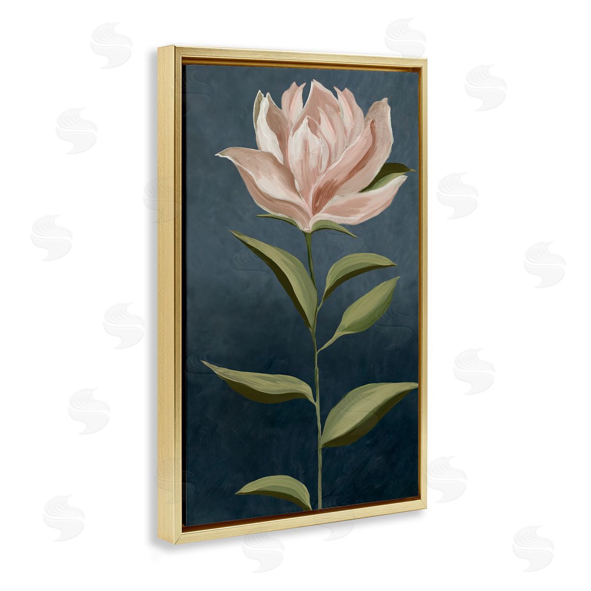 Traditional Pink Bloom Gold Floating Frame Canvas Wall Art, Home Decor by Jacob Q