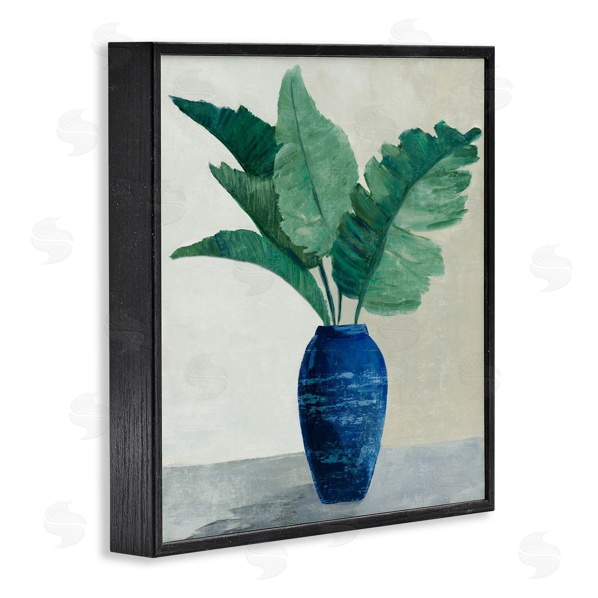 Fan Palms in Vase Black Frame Print Wall Art, Home Decor by Jacob Q