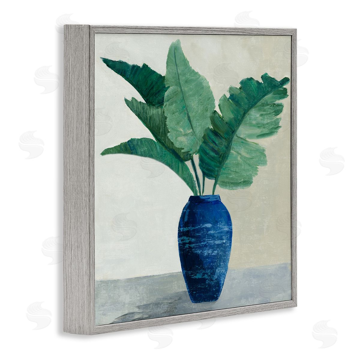 Fan Palms in Vase Grey Frame Print Wall Art, Home Decor by Jacob Q