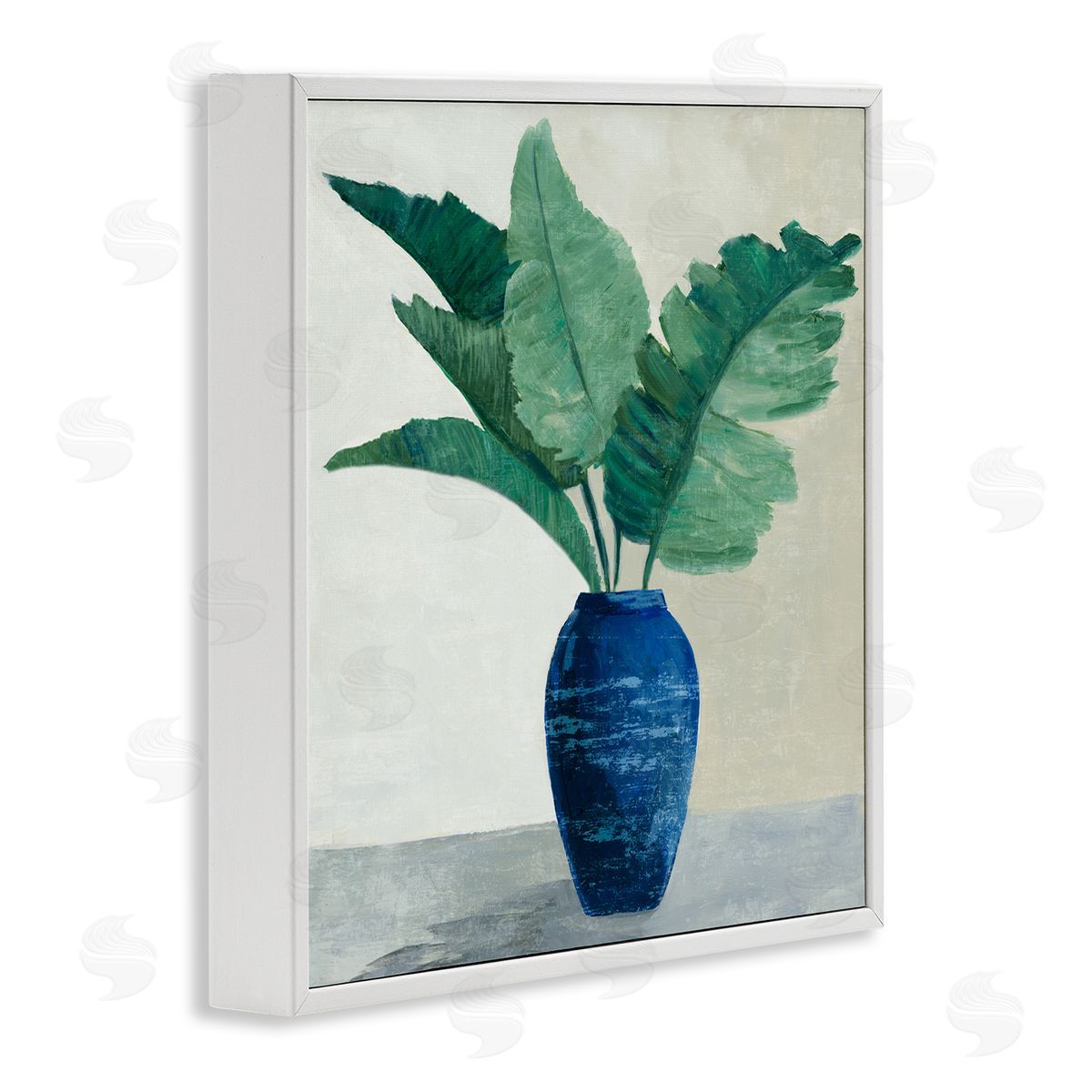 Fan Palms in Vase White Frame Print Wall Art, Home Decor by Jacob Q