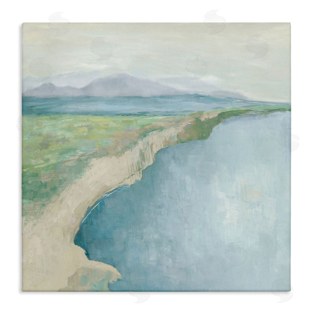 Curving Shoreline Landscape Canvas Wall Art, Home Decor by Jacob Q