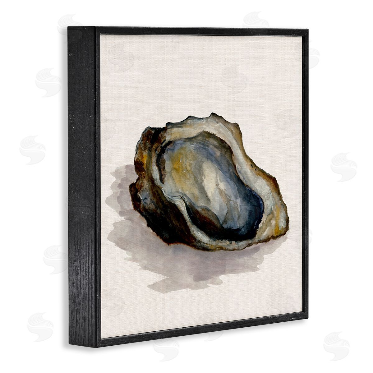 Oyster Shell on Beige Black Frame Print Wall Art, Home Decor by Jacob Q