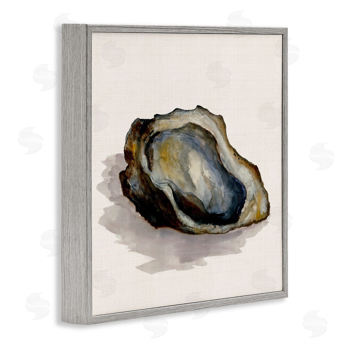Oyster Shell on Beige Grey Frame Print Wall Art, Home Decor by Jacob Q