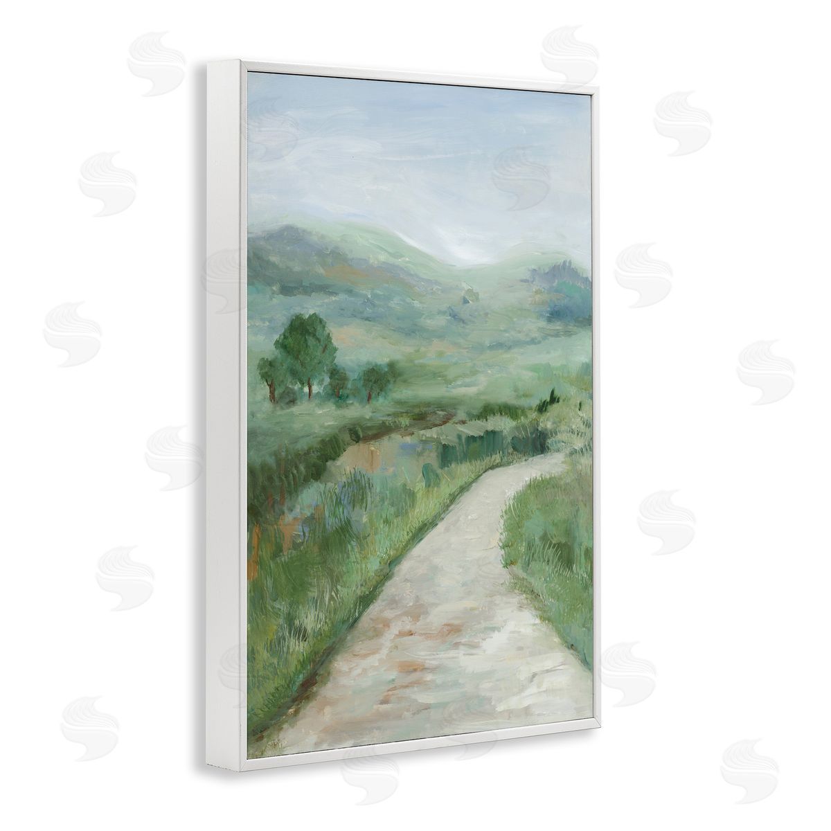 Curving Path Landscape White Frame Print Wall Art, Home Decor by Jacob Q