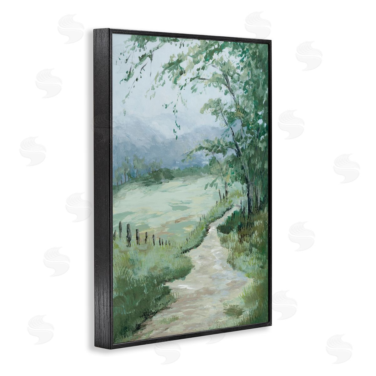 Green Country Landscape Black Frame Print Wall Art, Home Decor by Jacob Q