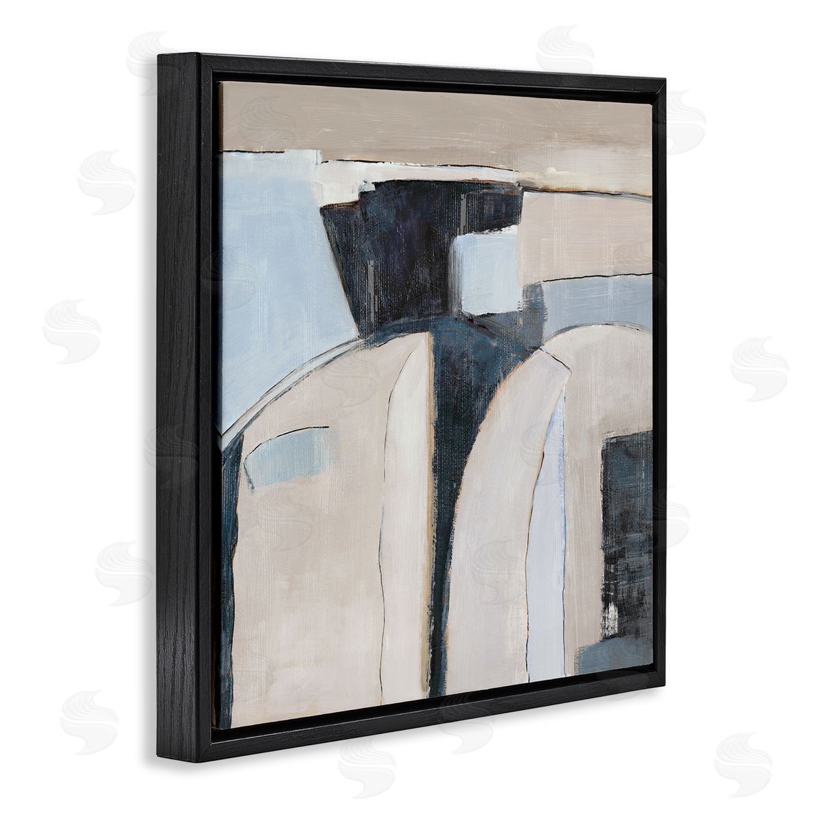 Southwestern Beige & Grey Black Floating Frame Canvas Wall Art, Home Decor by Jacob Q