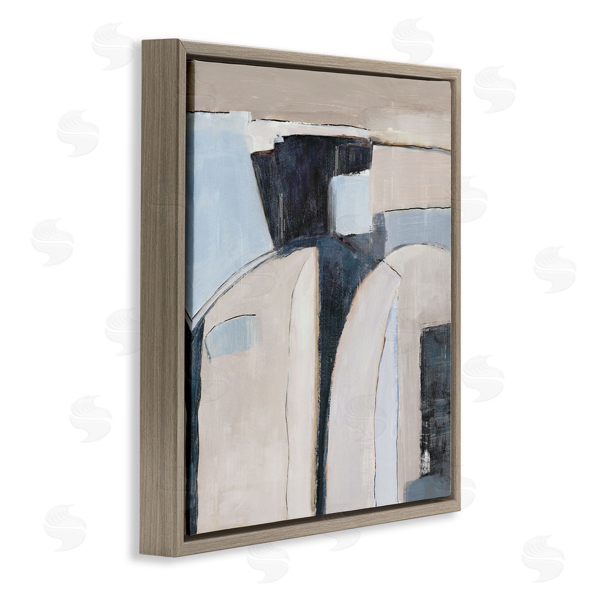 Southwestern Beige & Grey Brown Floating Frame Canvas Wall Art, Home Decor by Jacob Q