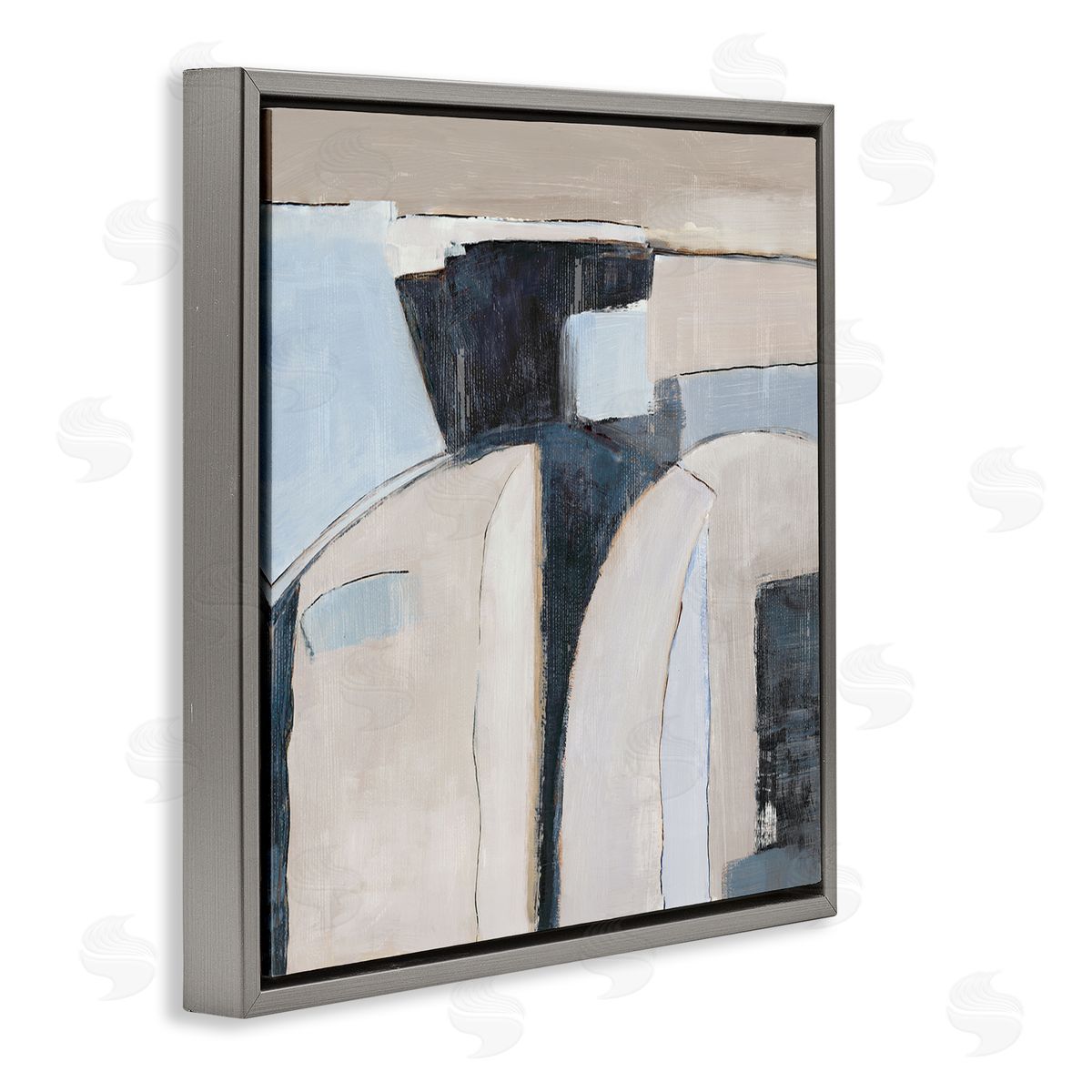 Southwestern Beige & Grey Grey Floating Frame Canvas Wall Art, Home Decor by Jacob Q