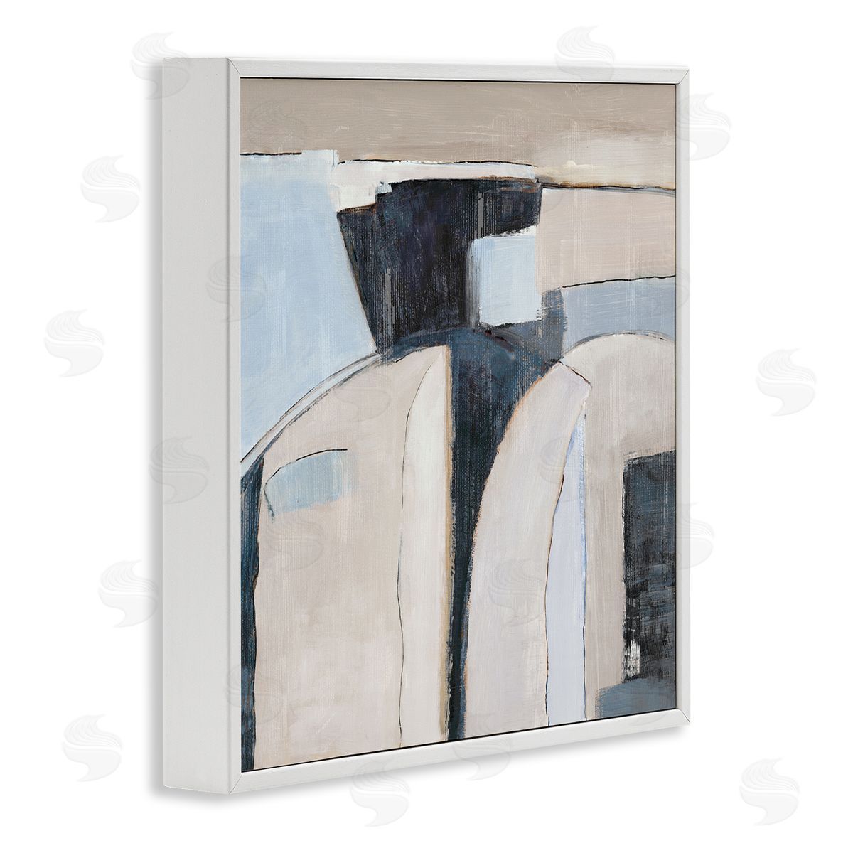 Southwestern Beige & Grey White Frame Print Wall Art, Home Decor by Jacob Q