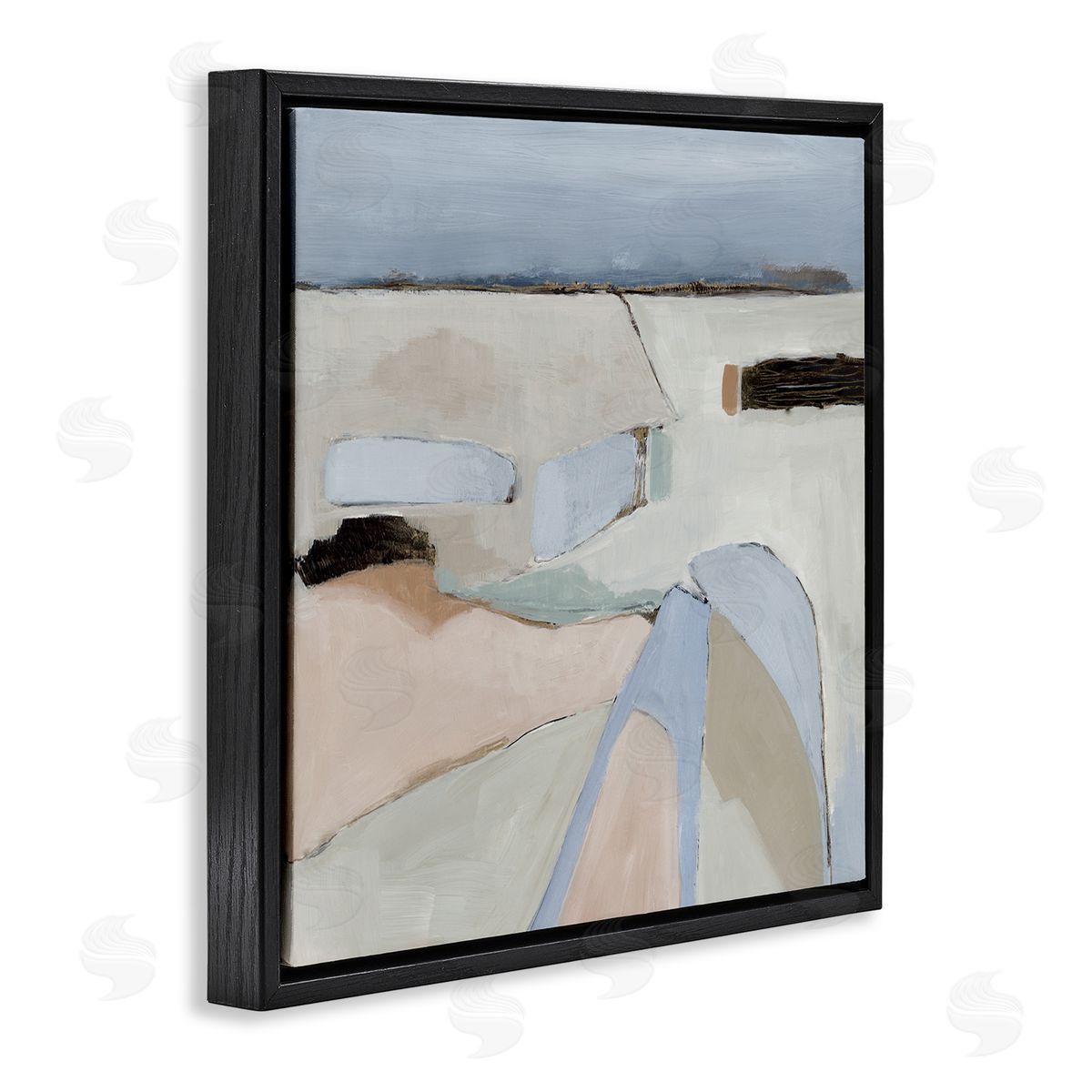 Organic Neutral Landscape Black Floating Frame Canvas Wall Art, Home Decor by Jacob Q