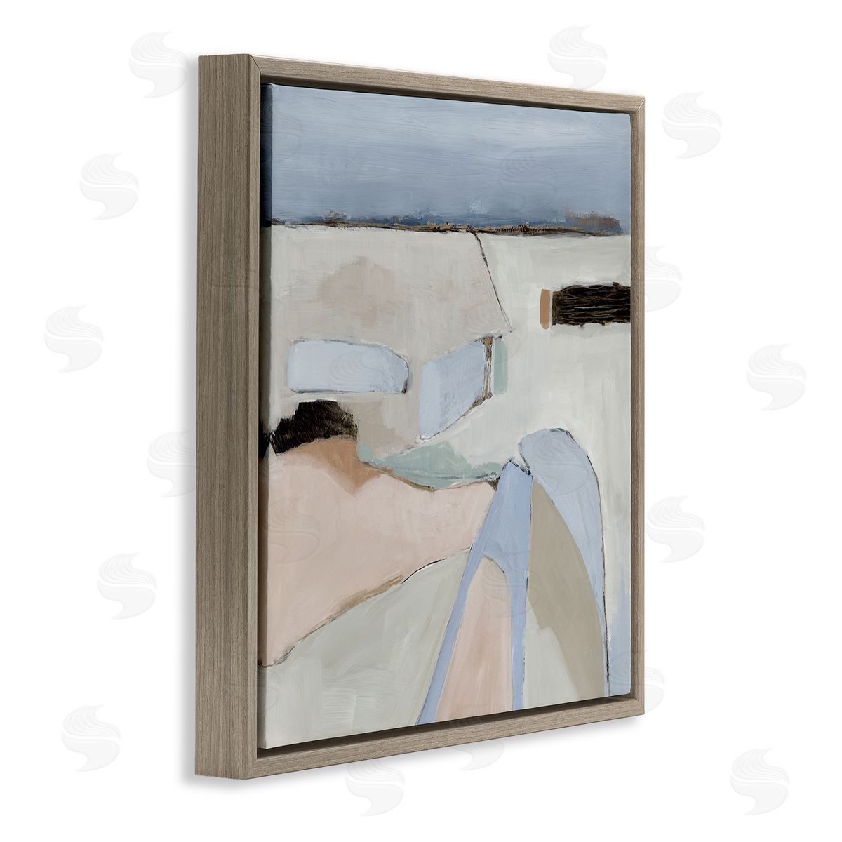 Organic Neutral Landscape Brown Floating Frame Canvas Wall Art, Home Decor by Jacob Q