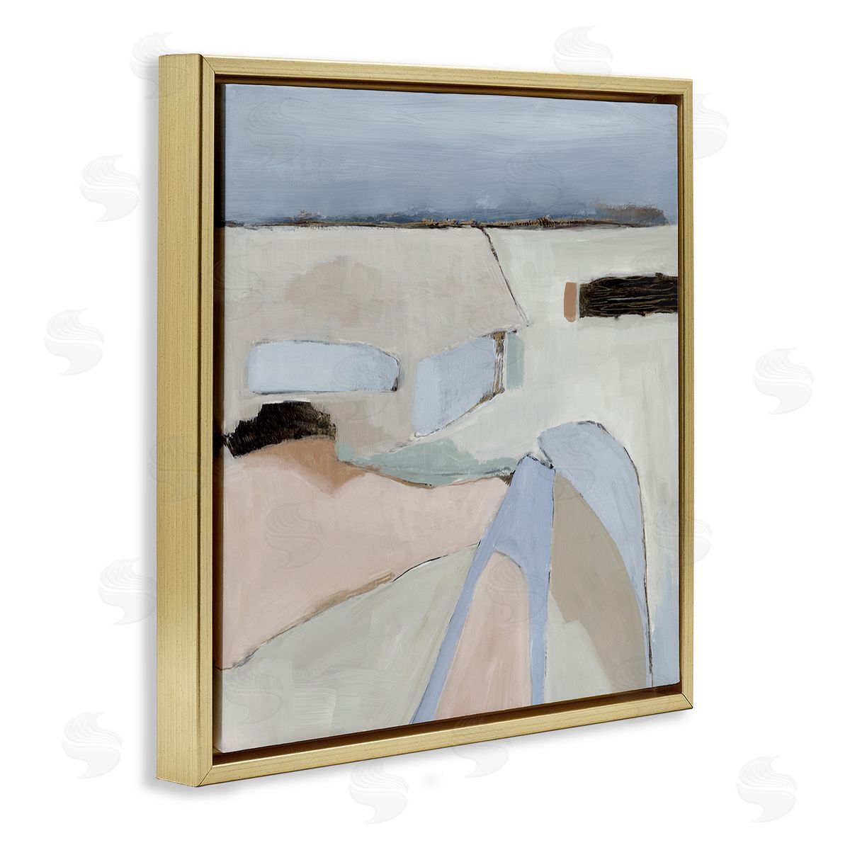Organic Neutral Landscape Gold Floating Frame Canvas Wall Art, Home Decor by Jacob Q