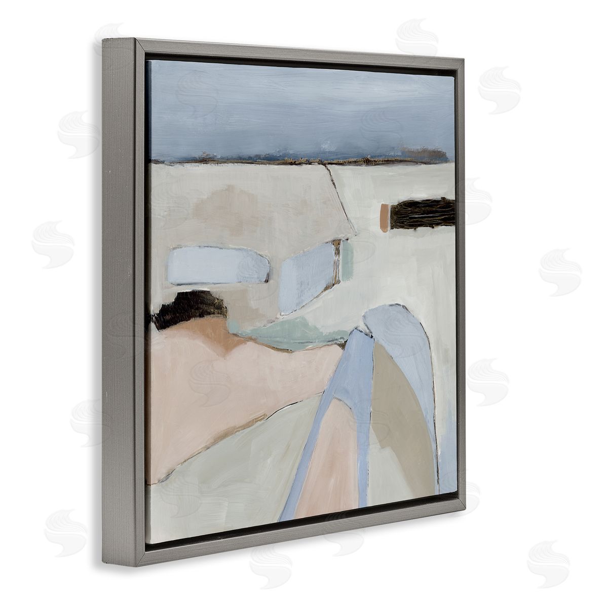 Organic Neutral Landscape Grey Floating Frame Canvas Wall Art, Home Decor by Jacob Q