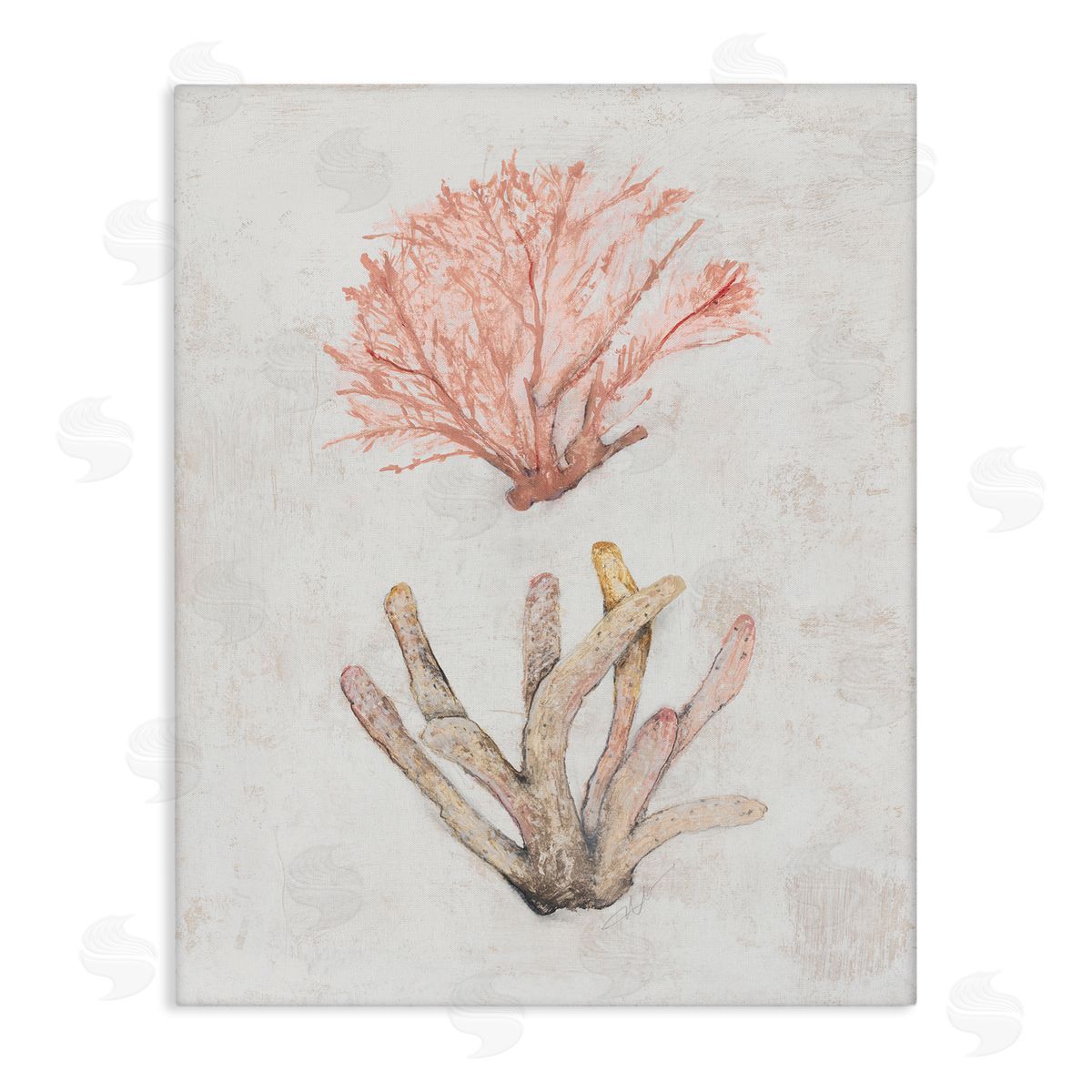 Peach Coral Pieces Canvas Wall Art, Home Decor by Filippo Ioco