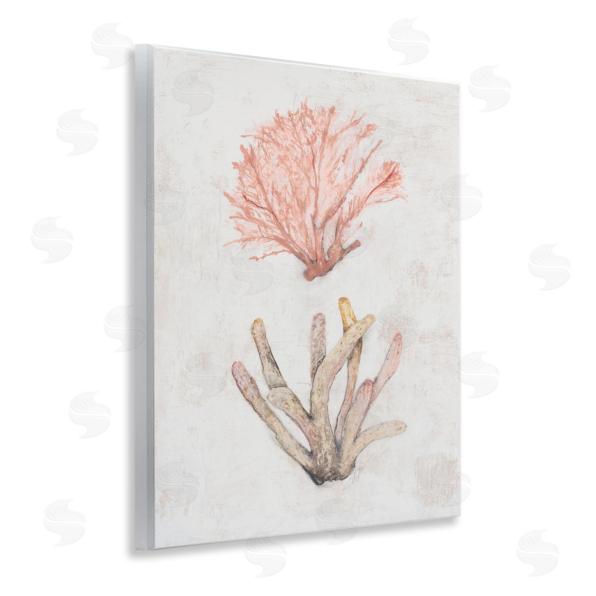 Peach Coral Pieces Wood Plaque Wall Art, Home Decor by Filippo Ioco