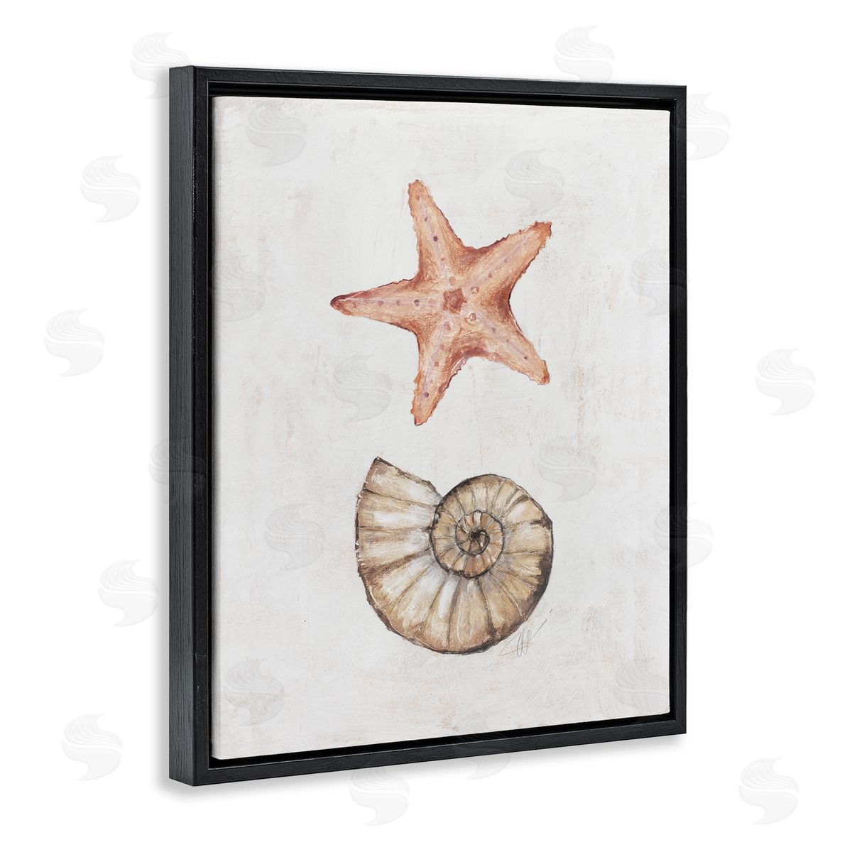 Subtle Sea Life Black Floating Frame Canvas Wall Art, Home Decor by Filippo Ioco