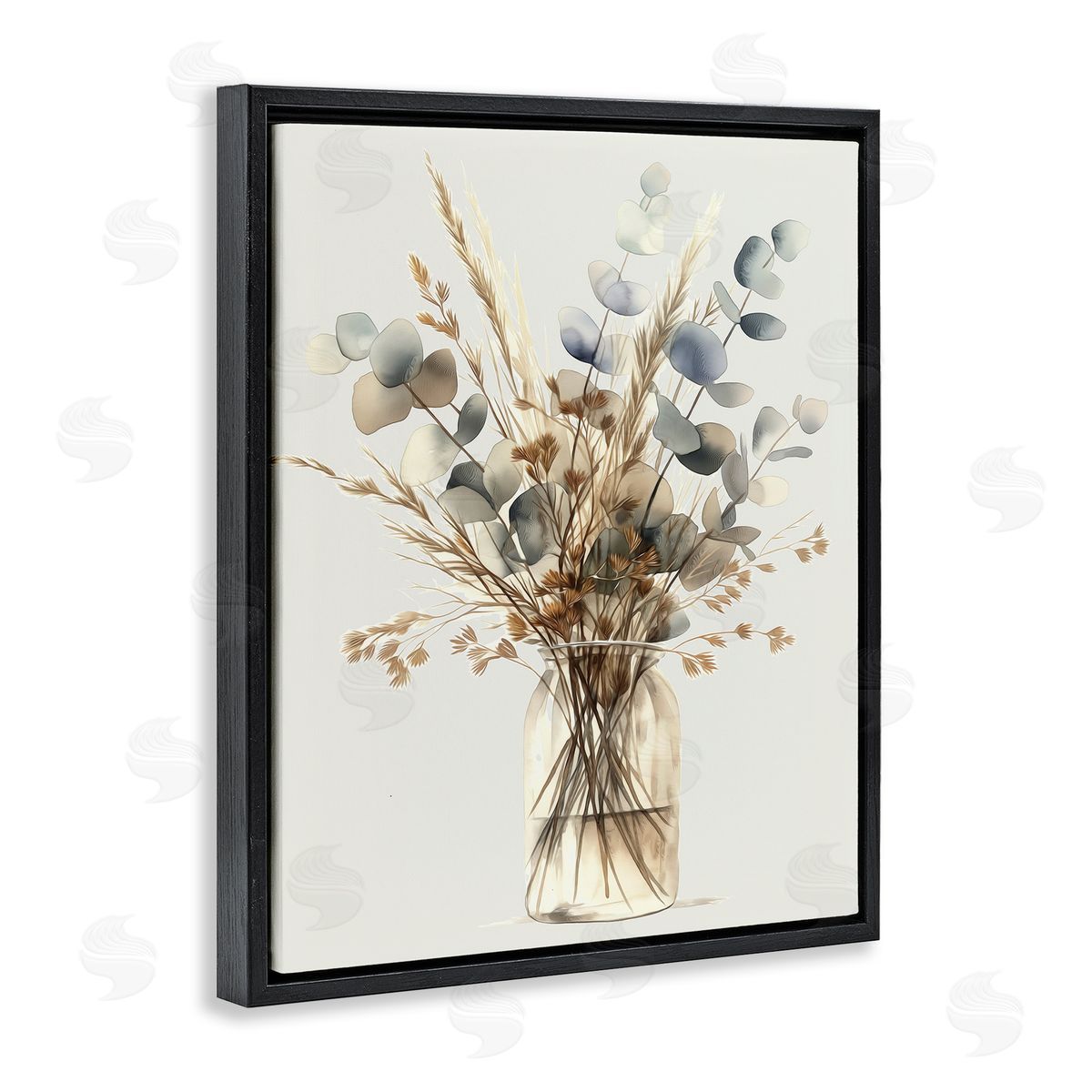 Opaque Eucalyptus Bouquet Black Floating Frame Canvas Wall Art, Home Decor by Steve Hunziker