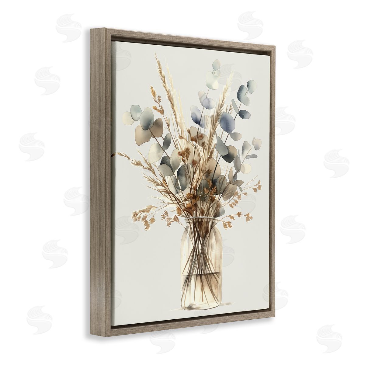 Opaque Eucalyptus Bouquet Brown Floating Frame Canvas Wall Art, Home Decor by Steve Hunziker