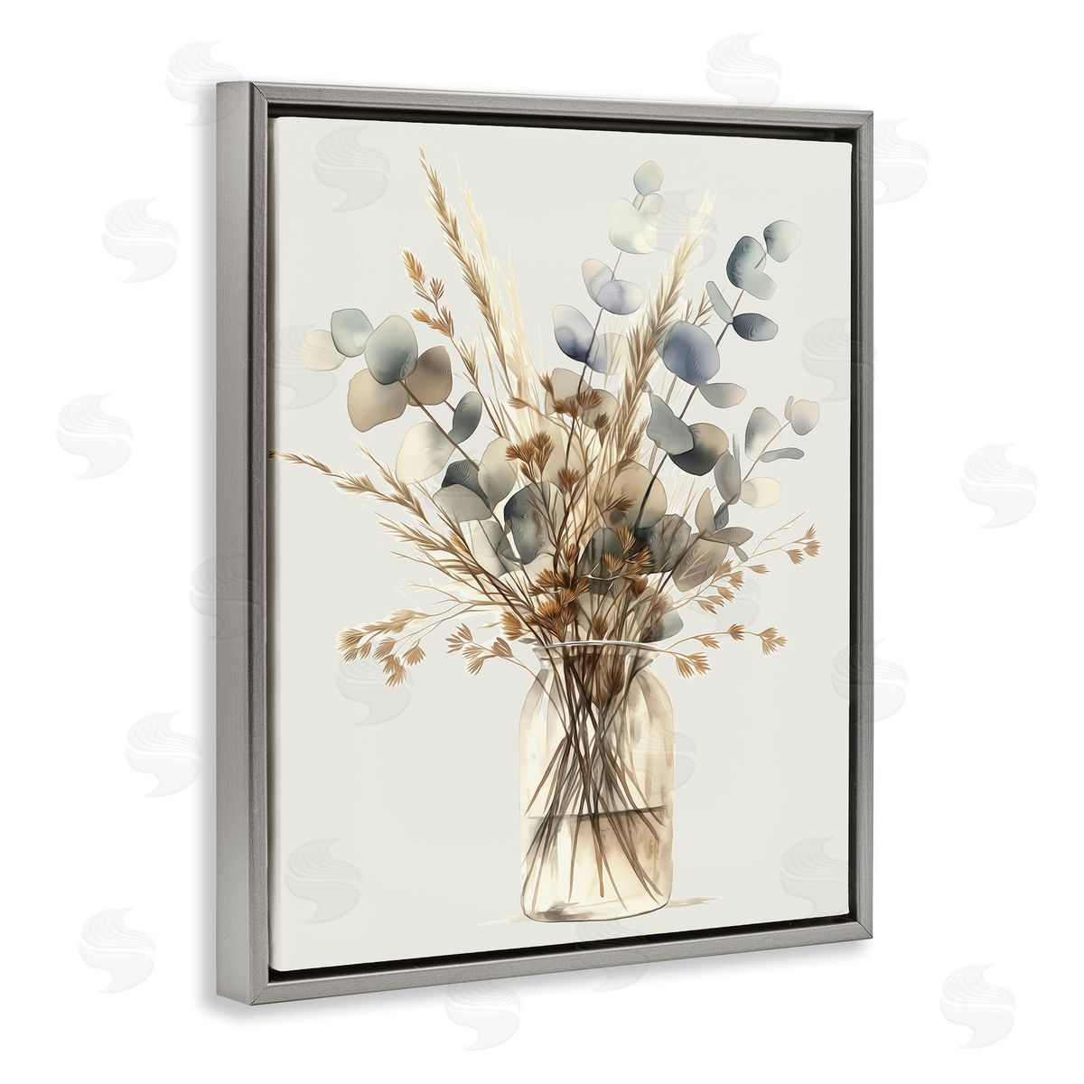 Opaque Eucalyptus Bouquet Grey Floating Frame Canvas Wall Art, Home Decor by Steve Hunziker