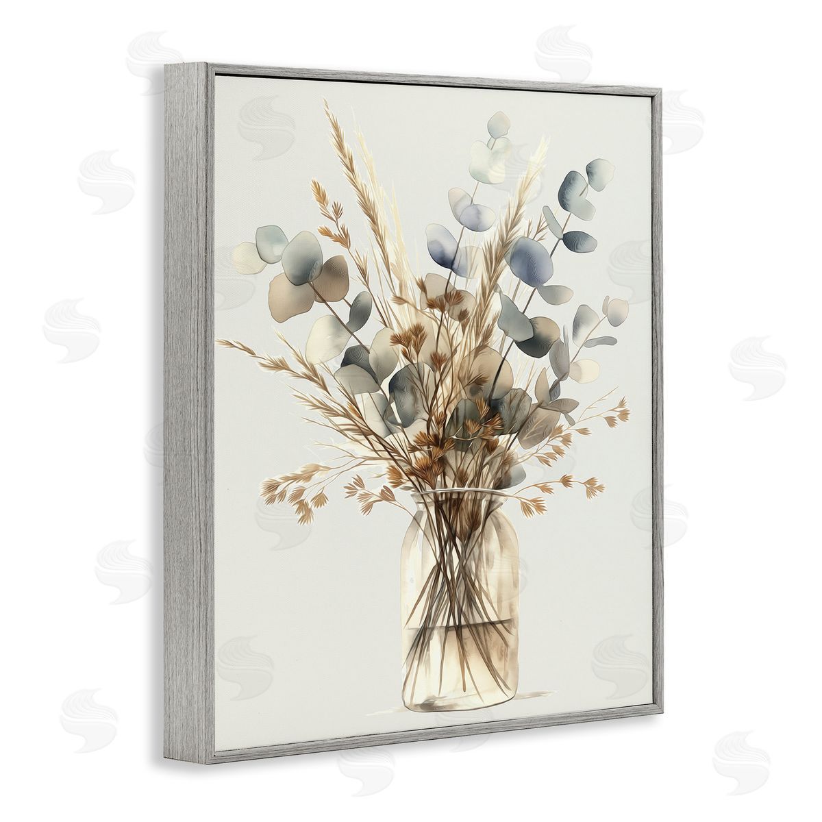 Opaque Eucalyptus Bouquet Grey Frame Print Wall Art, Home Decor by Steve Hunziker