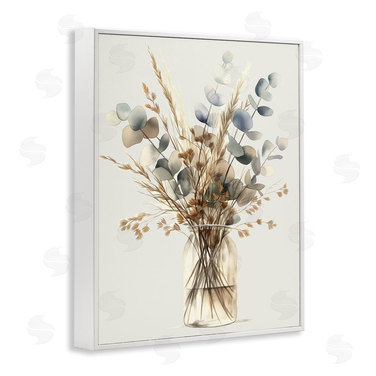 Opaque Eucalyptus Bouquet White Frame Print Wall Art, Home Decor by Steve Hunziker