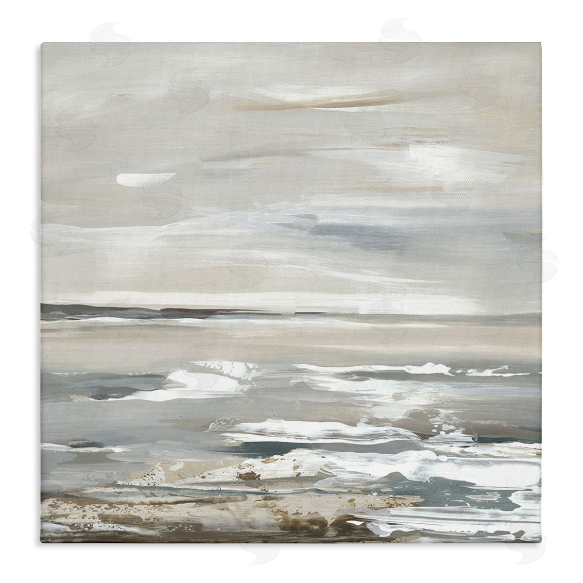 White Waves Impression Canvas Wall Art, Home Decor by Lera