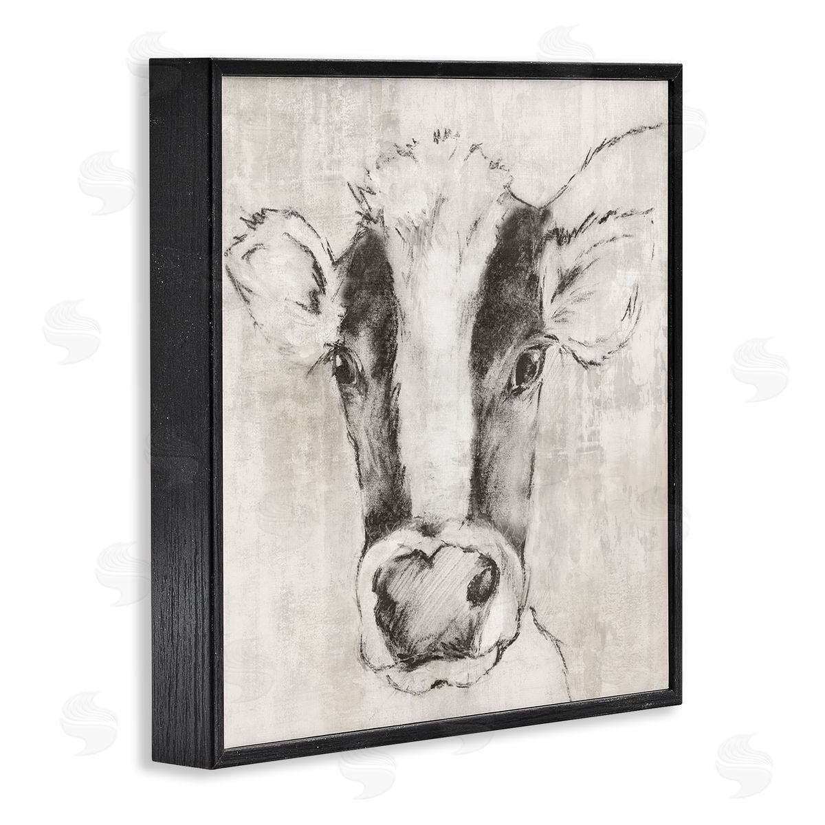 Cow Sketch Impression Black Frame Print Wall Art, Home Decor by Eli Jones