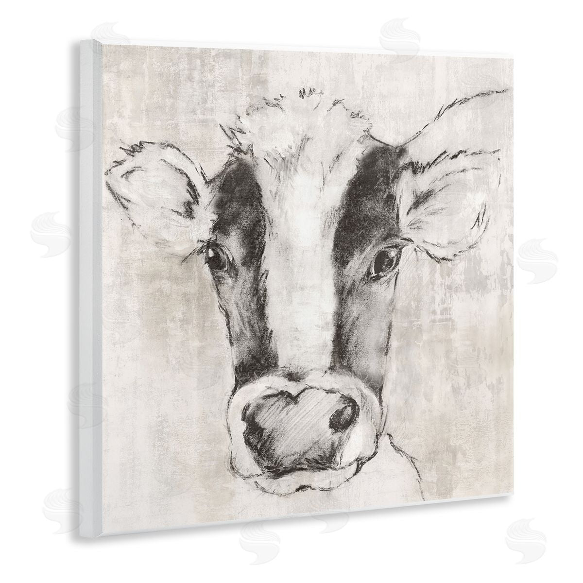 Cow Sketch Impression Wood Plaque Wall Art, Home Decor by Eli Jones