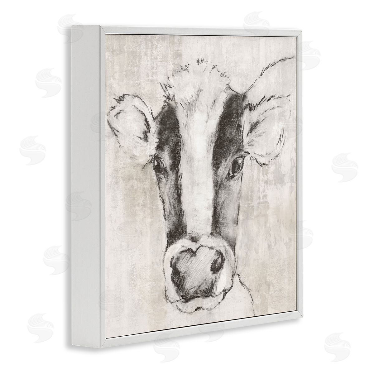 Cow Sketch Impression White Frame Print Wall Art, Home Decor by Eli Jones