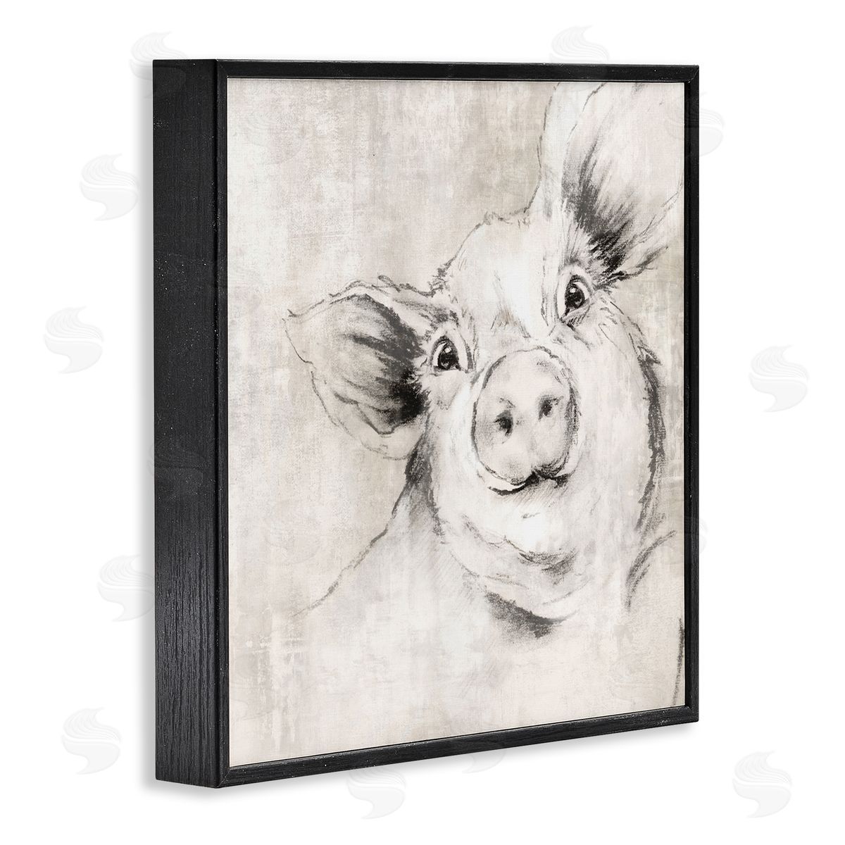 Pig Sketch Impression Black Frame Print Wall Art, Home Decor by Eli Jones