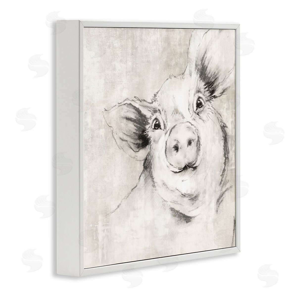 Pig Sketch Impression White Frame Print Wall Art, Home Decor by Eli Jones