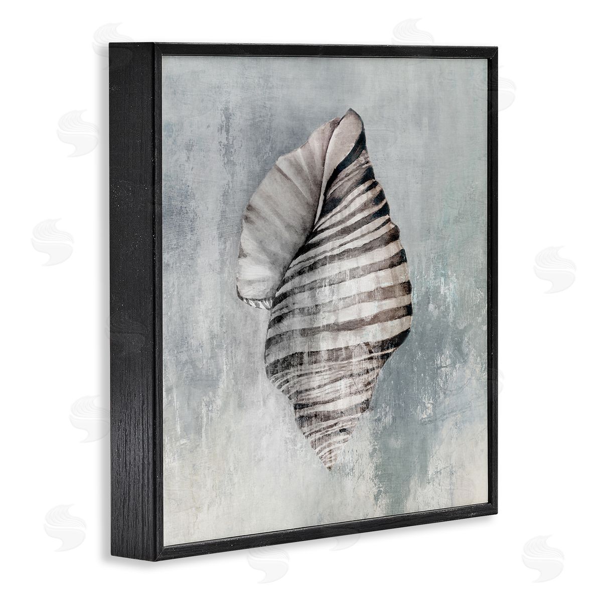 Organic Twisted Seashell Black Frame Print Wall Art, Home Decor by Eli Jones