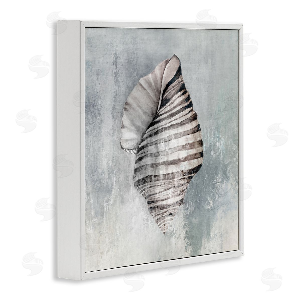 Organic Twisted Seashell White Frame Print Wall Art, Home Decor by Eli Jones