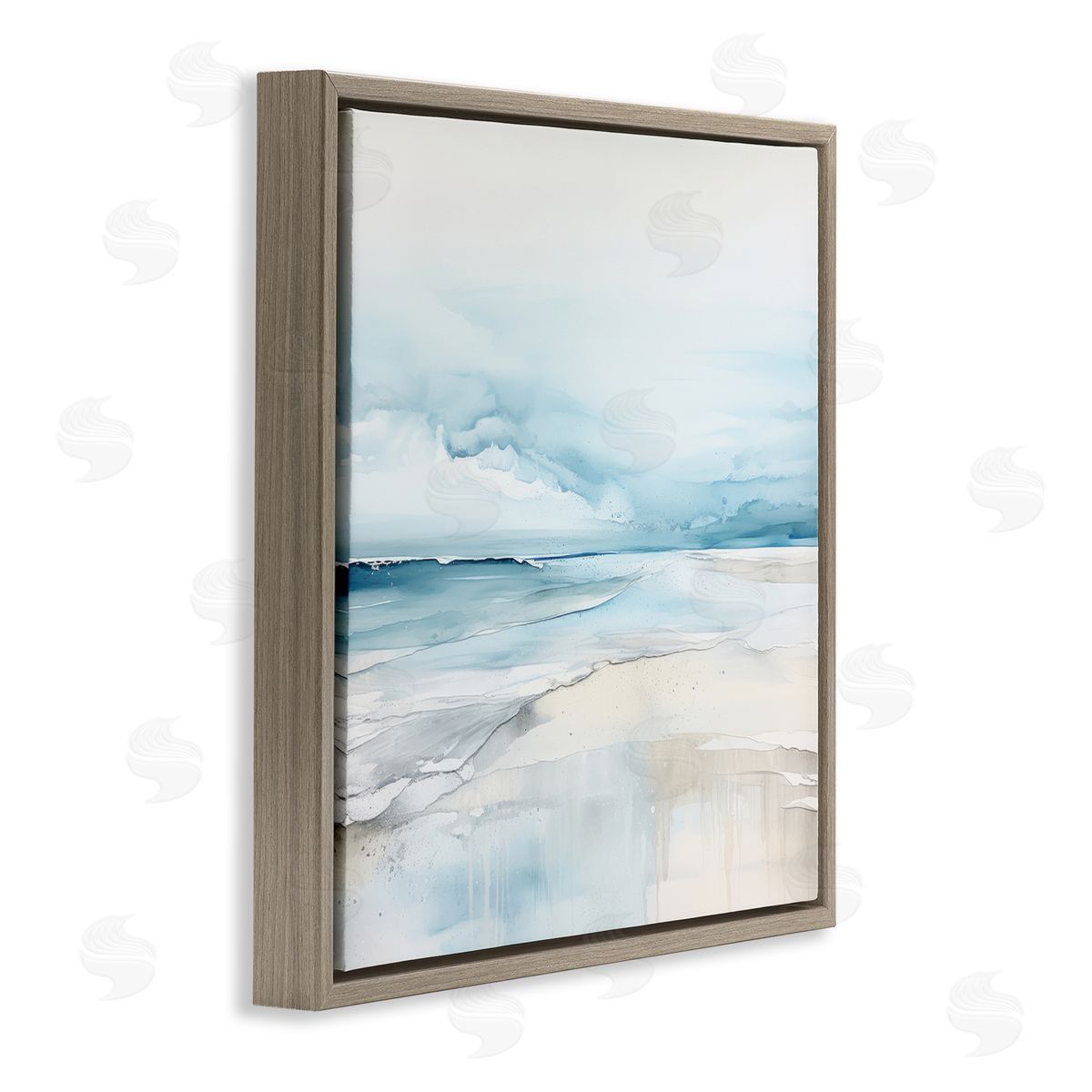 Abstract Modern Shoreline Brown Floating Frame Canvas Wall Art, Home Decor by Irena Orlov