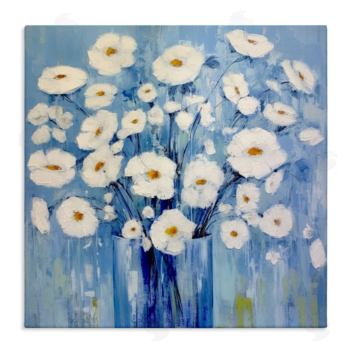 Bold Blooms on Blue Canvas Wall Art, Home Decor by Irena Orlov