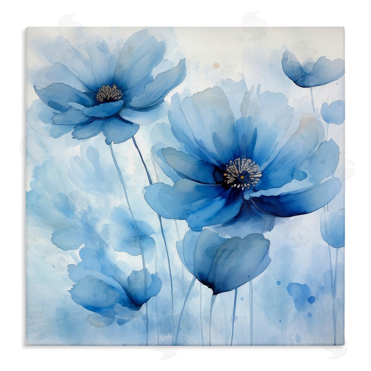 Mystical Blue Poppies Canvas Wall Art, Home Decor by Irena Orlov