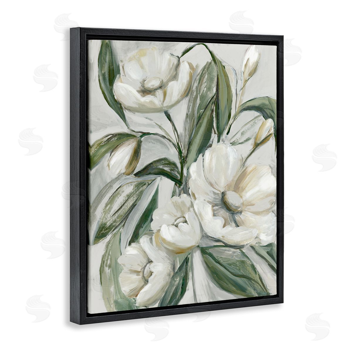 Bountiful Apple Blossoms Black Floating Frame Canvas Wall Art, Home Decor by Hannah Dawson