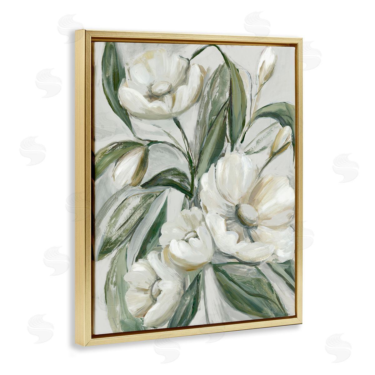Bountiful Apple Blossoms Gold Floating Frame Canvas Wall Art, Home Decor by Hannah Dawson
