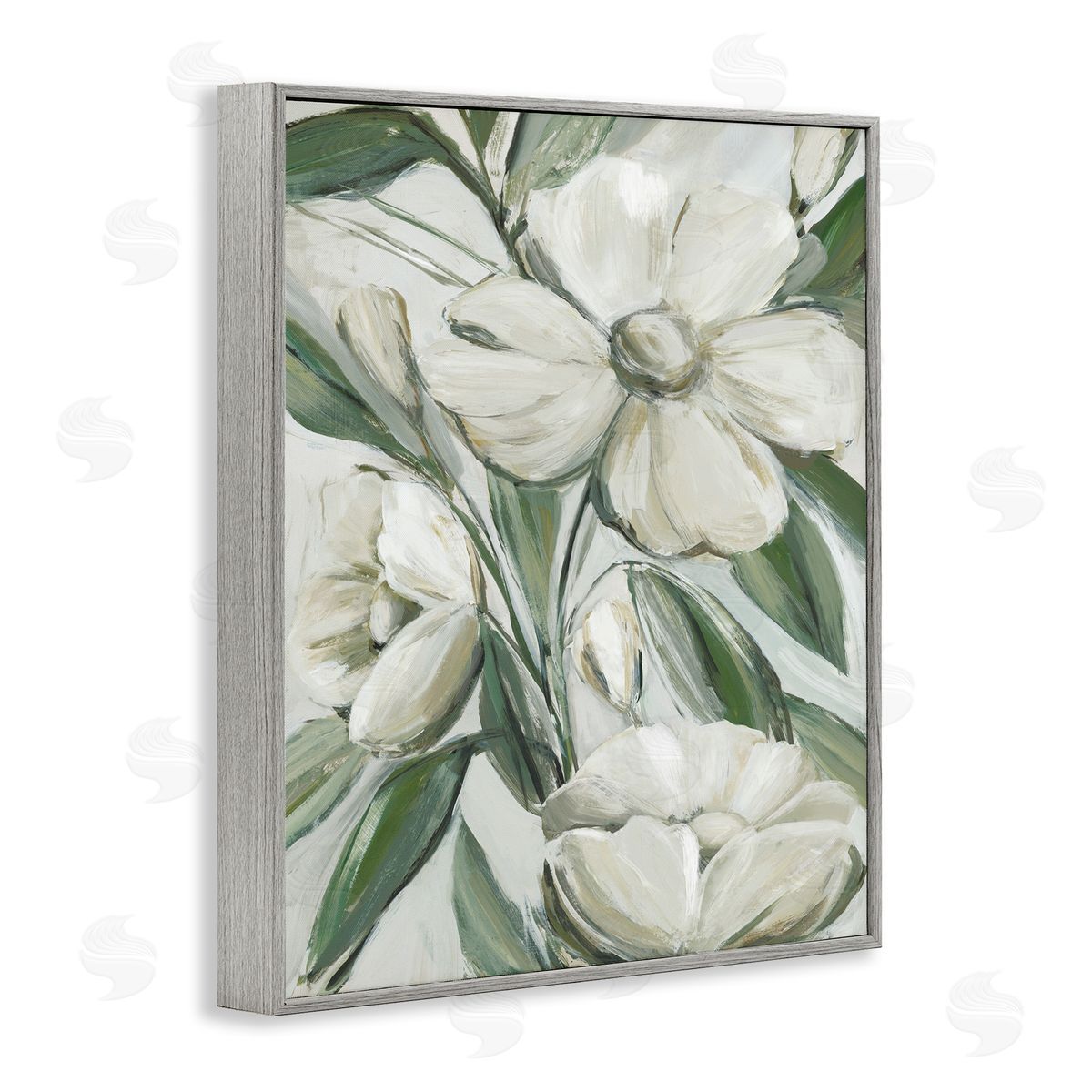 Dogwood on Vines Grey Frame Print Wall Art, Home Decor by Hannah Dawson